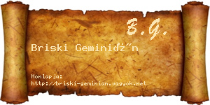 Briski Geminián névjegykártya